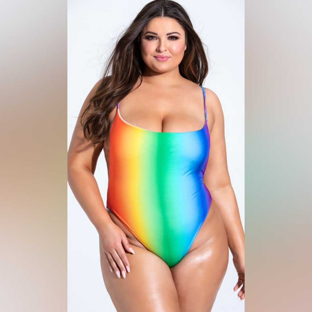 Plus Size Rainbow One Piece Swimsuit